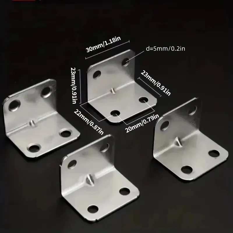Stainless Steel Corner Brackets 90 Degree Right Angle Fixed Connectors Furniture 90-degree Angle Iron Plate Bracket 20pcs