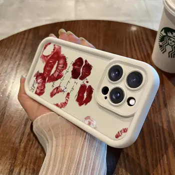 섹시한 소녀 빨간 입술 휴대폰 케이스, 패션 키스 보호 뒷면 커버, 아이폰 15, 14, 11, 12, 13 프로 맥스, 14 플러스, 7, 8 플러스, XR, XS 맥스, X