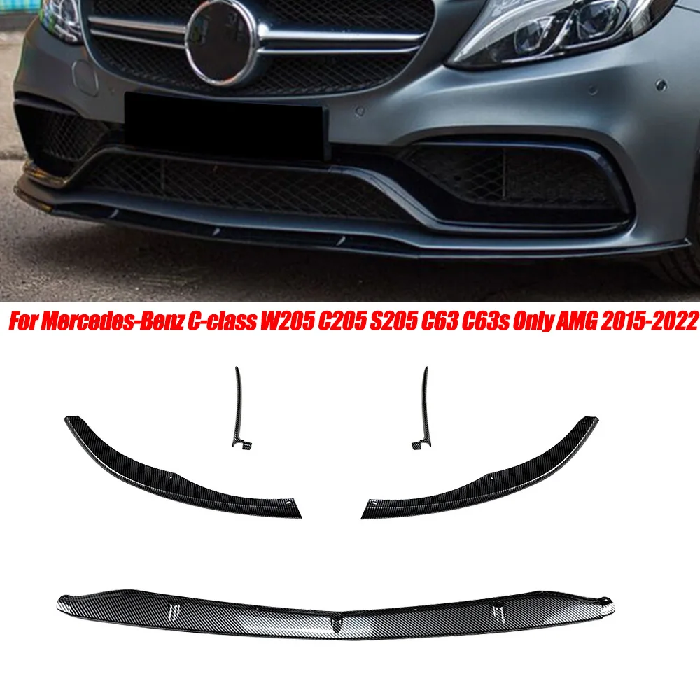 

Car Front Bumper Lip Diffuser Spoiler Gloss Black For Mercedes-Benz C-class W205 C205 S205 C63 C63s Only AMG 2015-2022