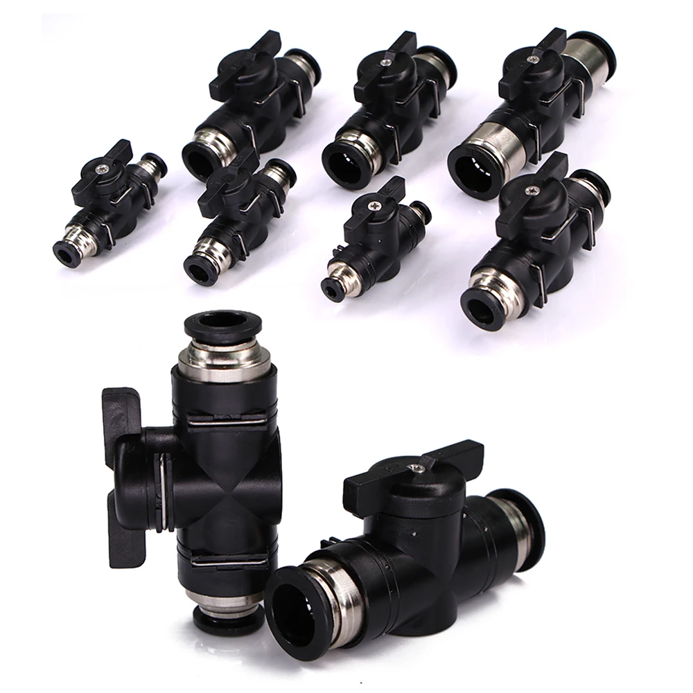 

4-16mm Ball Valve Quick Connector Hose Adapter Water Push In Tube Shut Off Pneumatic Tube Fittings Garden Irrigation Pipe Joint