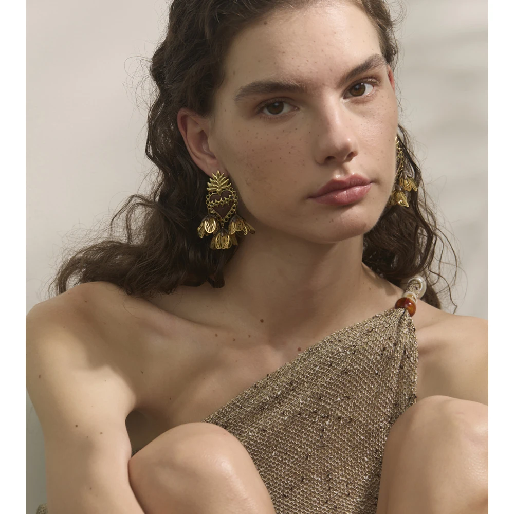 Yhpup Earrings Stainless Steel Golden Daily Versatile Jewelry Accessories