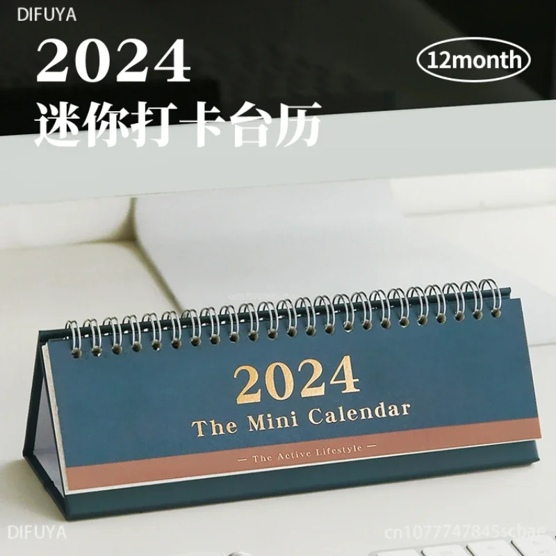 

2024 Punch Calendar Simple Business Desktop Coil Mini Desk calendar Daily Plan This goal calendar month DIFUYA