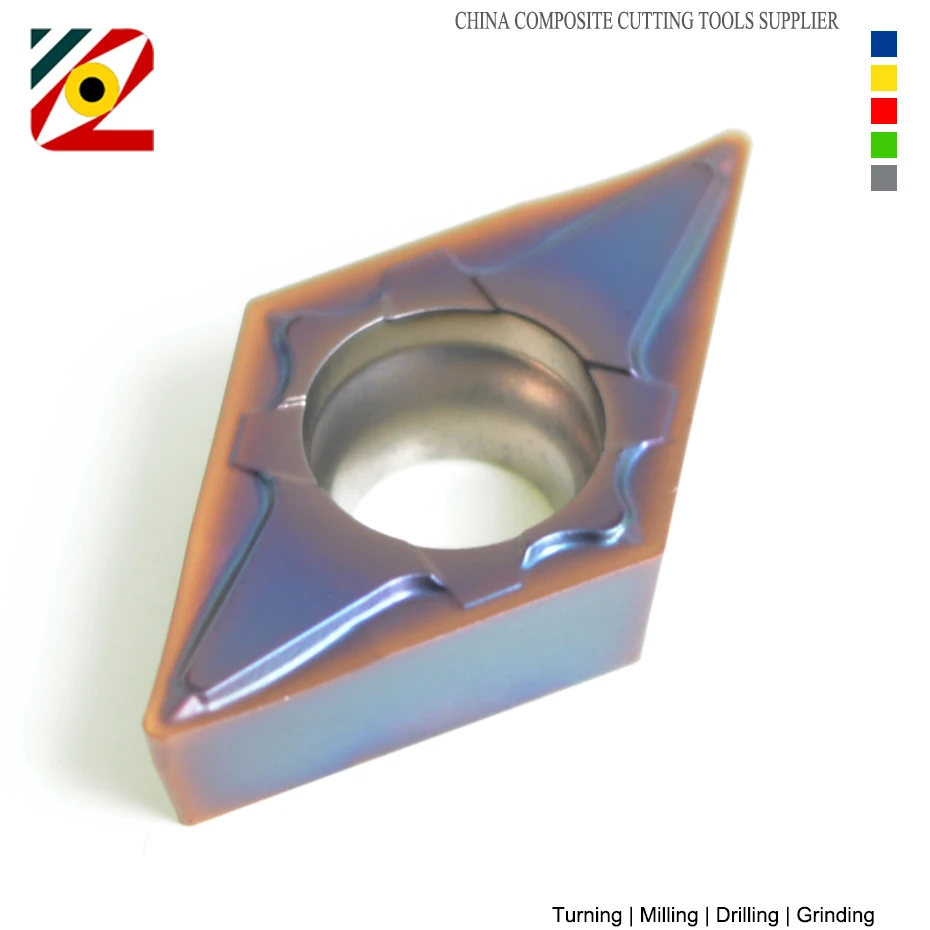 Set 10 Inserti In Metallo Duro DCMT070204 US735 DCMT21.51 Per Tornio Con Chiave - Rivestimento PVD Dorato