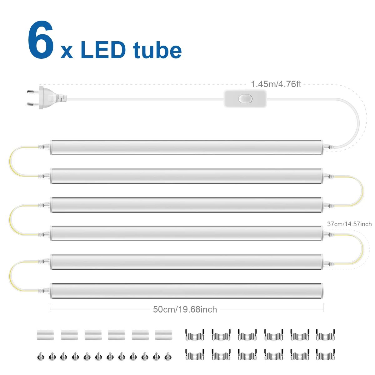 ตัวเลือกสินค้า หลอดไฟ LED T5 ใต้ตู้ 50 ซม. พร้อมสวิตช์ 1-6 ชิ้น
