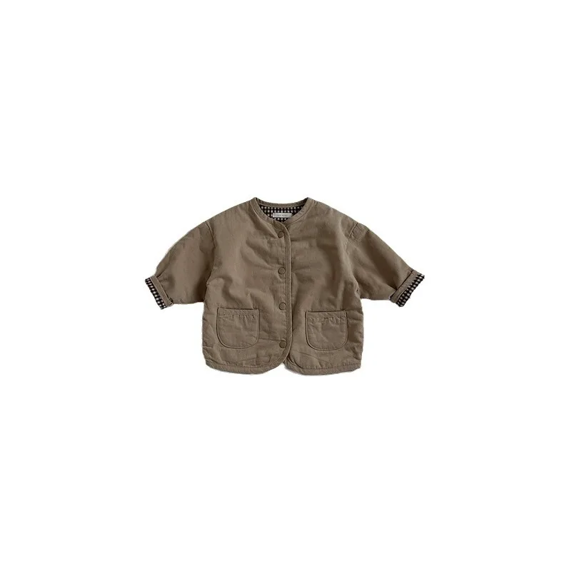 Autumn New Baby Reversible Coat Cotton Infant Girl Long Sleeve Plaid Cardigan Toddler Boys Casual Jacket Children Clothes