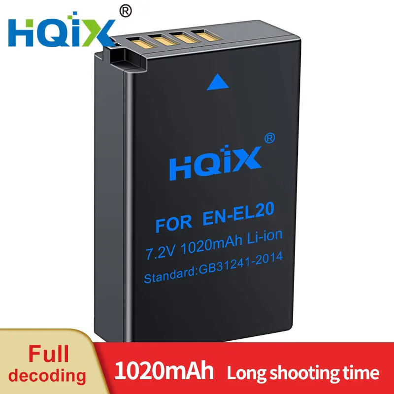 Hqix Per Nikon Coolpix A Aw1 J1 J2 J3 S1 V3 P950 P1000 Fotocamera En-El20 Batteria Caricabatterie El20A