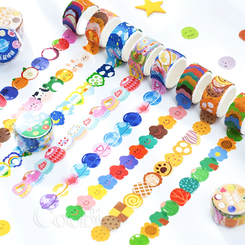 

100 PCS Cute Kawaii Cartoon Flower Fruit Animal Washi Tapes DIY Scrapbook Sticker Decorative Stationery for Diary Book Album