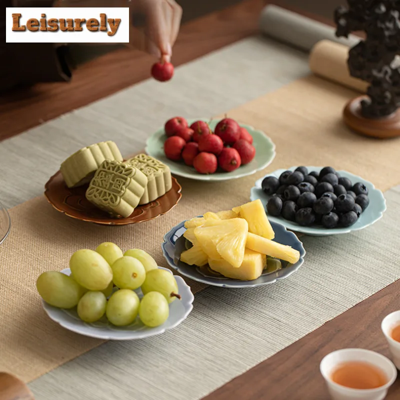 Lotus Flower Fruit Dishes Ancient Pastry Plate Cake Display Stand Food Dinner Plates Household Serving Tray Accessories Craft
