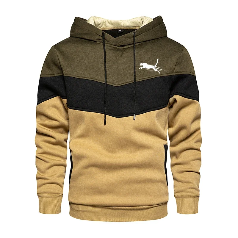 thumbnail image 1 of Sudaderas con capucha estampadas para hombre, ropa deportiva para exteriores, a la moda sudadera con bolsillo, simplicidad de calle, top a juego de tres colores, Otoño e Invierno, 1 of 5