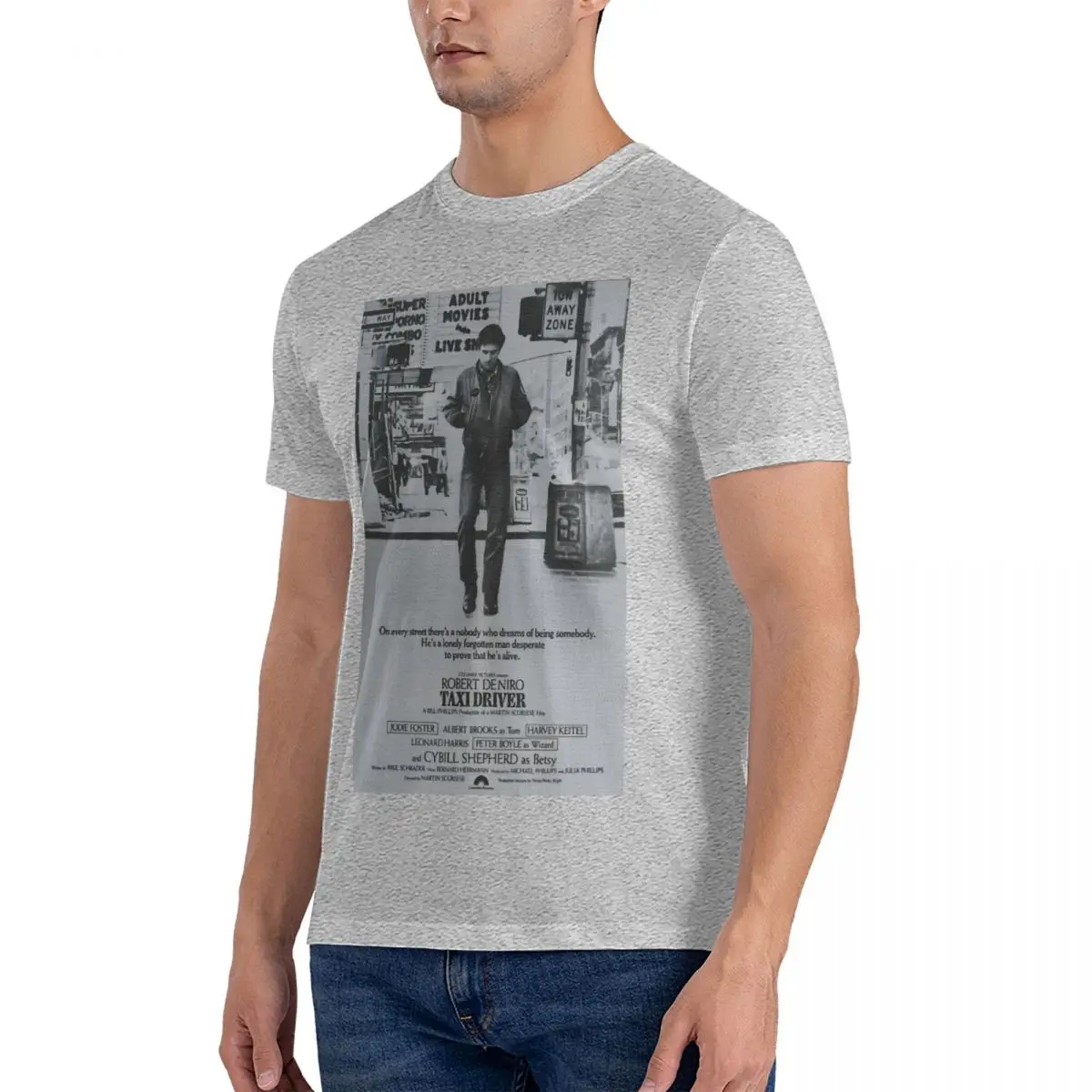 Men's T-Shirts Taxi Driver Poster Humorous Pure Cotton Tees Short Sleeve Robert De Niro T Shirts Crew Neck Tops Original