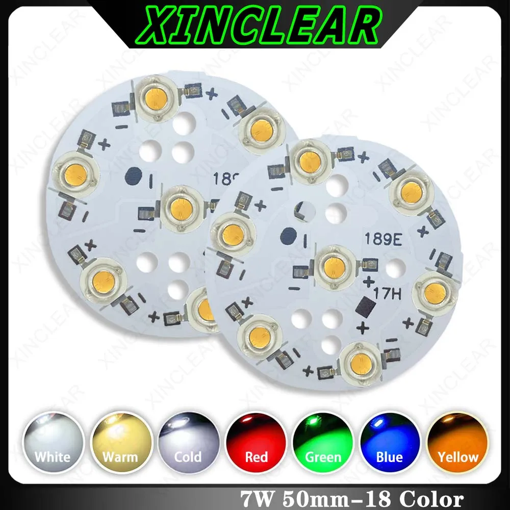 

High Bright LED Chips 7W Warm Natural White Yellow Orange Green Deep Red Royal Blue 50mm Aluminum Plate For DIY Light Bulb Tube