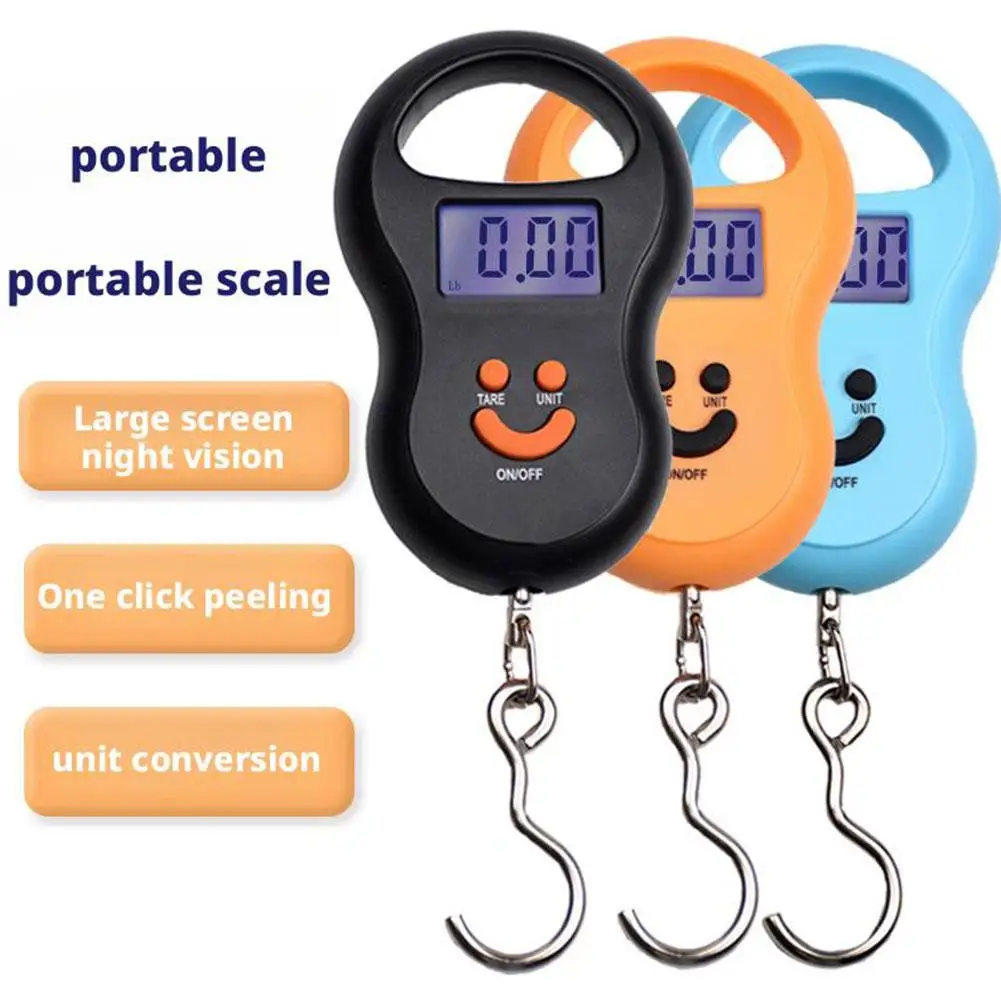 Electronic 50Kg Hanging Scale LCD Kitchen Digital Scale BackLight Fishing Weights Pocket Travel Luggage Scales