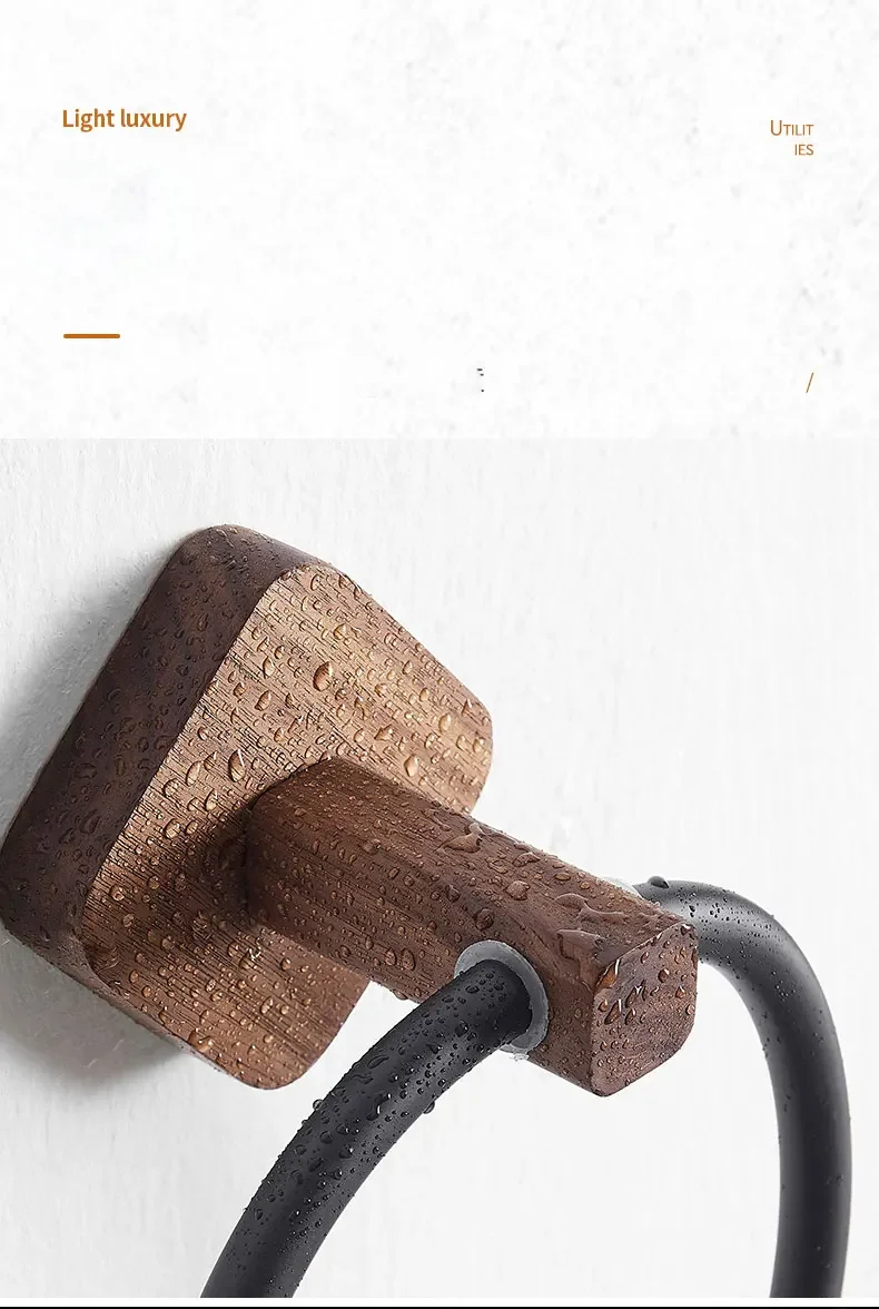 Description Picture 5 of itemAluminum+Wood Towel Ring, Hand Towel Holder for Bathroom, Towel Rack Hanger for Kitchen Wall Mount Heavy Duty Storage