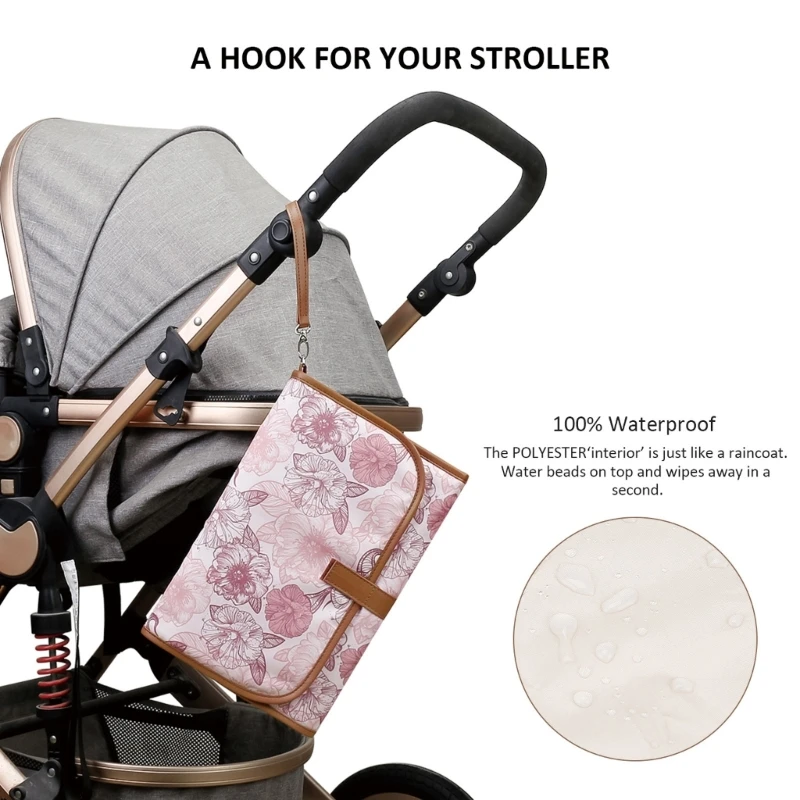 Foldable Change Mat Liner Baby Diaper Changing Pad with Carry Strap Diapering Sheet Protector Sheet Bed Pad