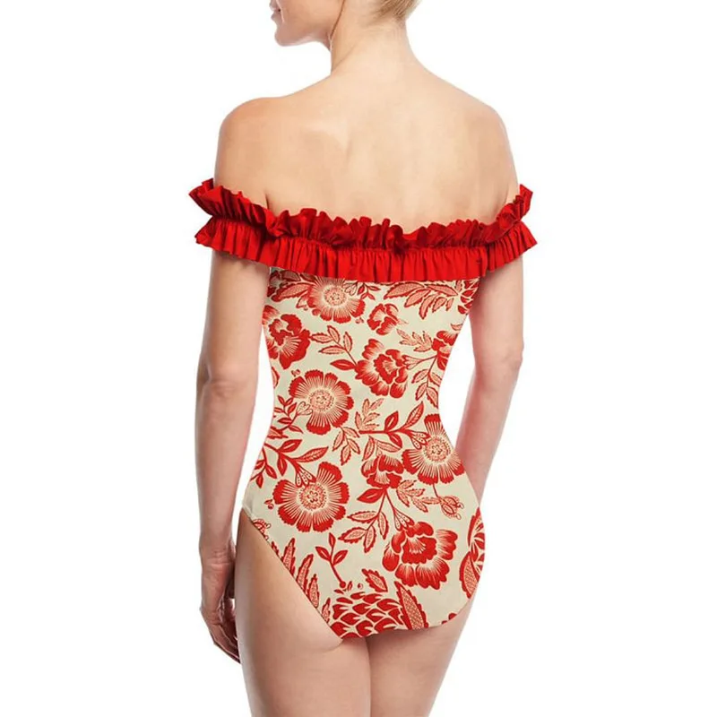 Women's Beach Vacation Suit Skirt Swimwear Bikini Summer Beach Wear New One-shoulder One-piece Swimsuit Cover Up