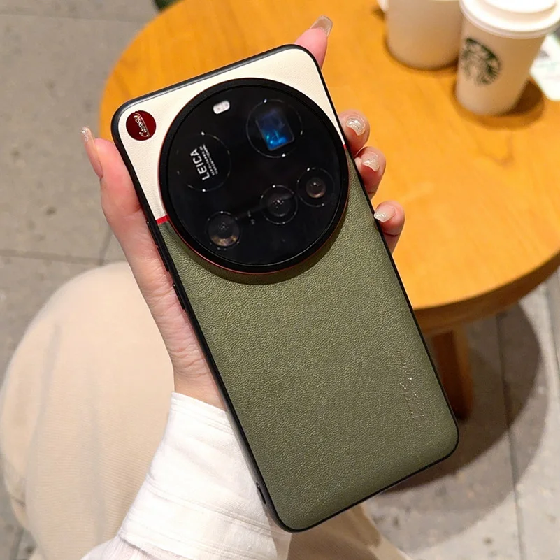 Double Pigment Leather Lens Raised Protective Phone Case with Camera Guard