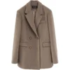 CHIC VEN Women Wool Blend Coat Solid Mid Long Woolen Blazer Thick Warm Blouse Women's Overcoat Office Lady Tops Autumn Winter 4