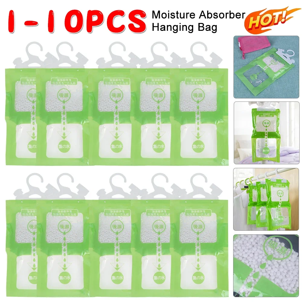 1-10 Moisture Absorber Hanging Bag Drying Agent Hygroscopic Anti-Mold Desiccant Bags Hanging Moisture Bag Wardrobe Dehumidifier