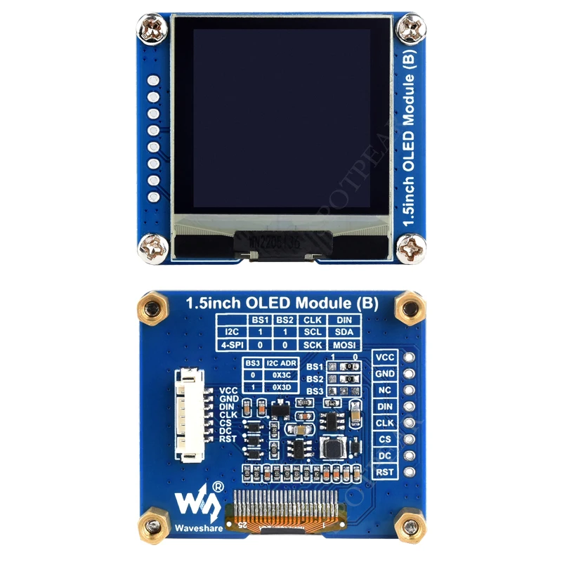 1 5inch oled display module black white color display 128 128 spi i2c