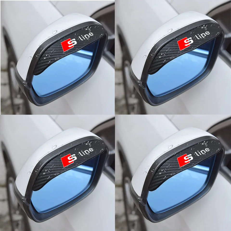 

2pcs Carbon fiber Car Rearview Mirror Rain Eyebrow Sticker For Audi S line A1 A3 A4 A5 A6 A7 A8 Q1 Q2 Q3 Q5 Q6 Q7 Q8 Accessories