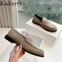 Suede Leather Loafers Women Round Toe Slip-on Walk Shoes Lady Daily Lightweight Office Commuting Flat Shoes Woman Zapatos Mujer 2