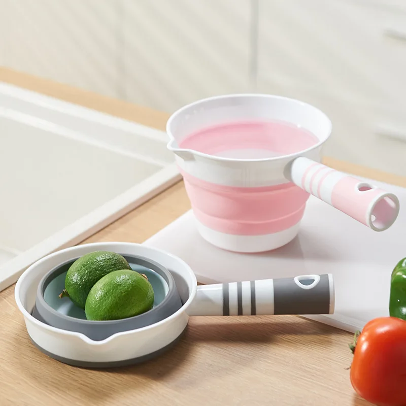 plastic water ladle Foldable Water Scoop Long Handle Thickening Plastic Ladle Fruit Vegetable Washing Scoop Home Kitchen Tools Camping Cleaning Tool