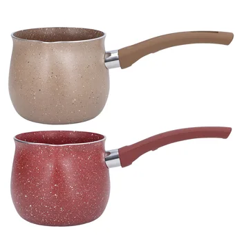 Single Handle Coffee Warmer Boiling Pot Mini Milk Pan Aluminum Alloy Non Stick Anti Scalding for Cooking hot