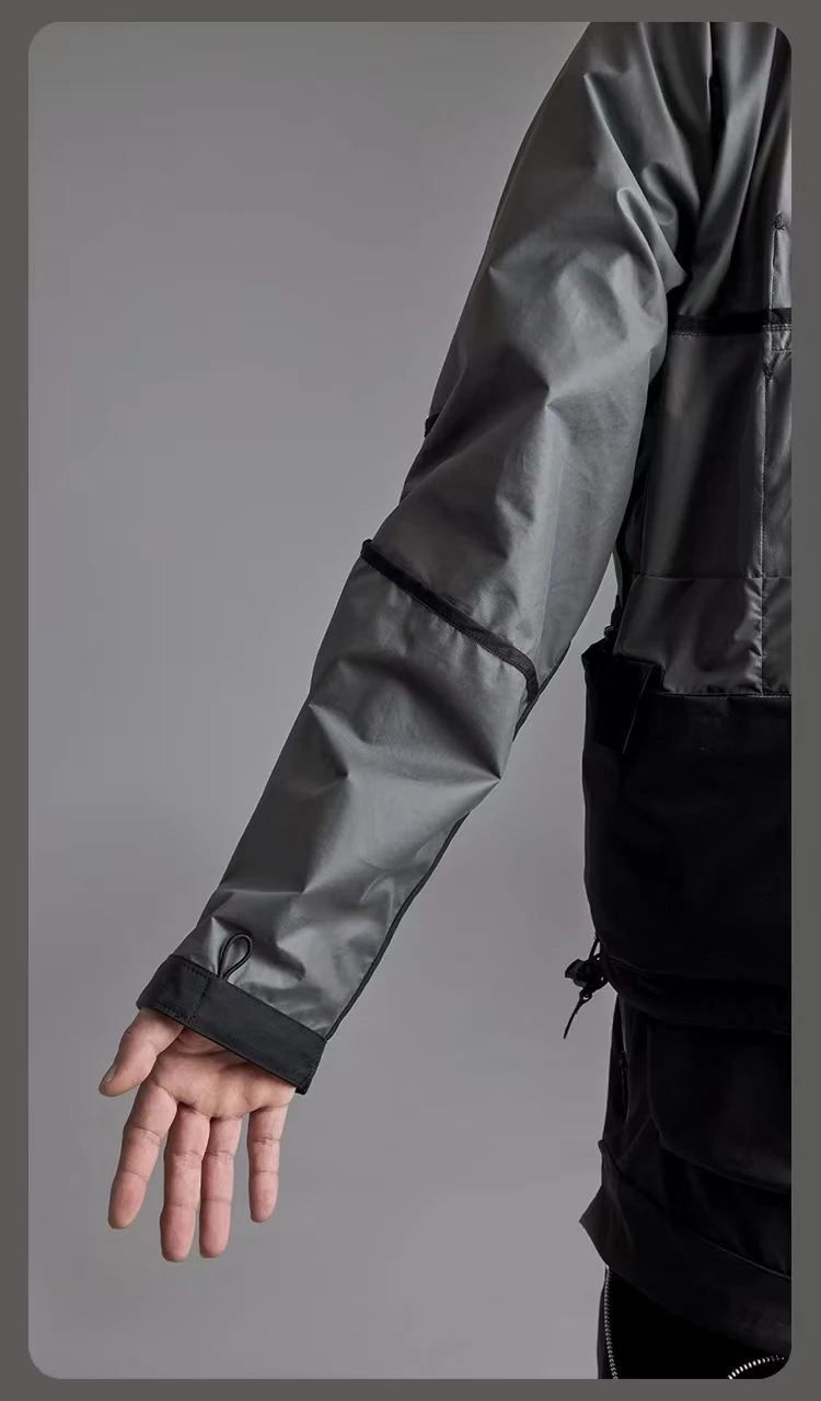 Atzen Front pockets storm jacket gt 2L material convertible frontapron detachable hat-hood techwear