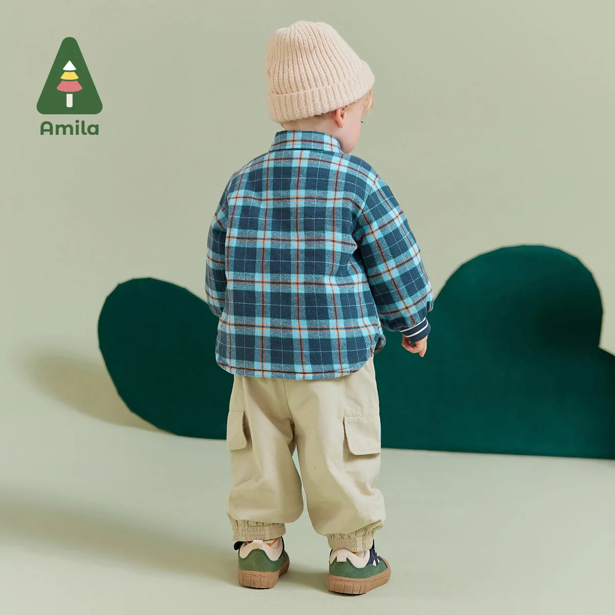 Baby Boy Shirt Winter Multicolour Lapel Color Blocking Warm Cartoon Pattern Baby Clothing kids shirts