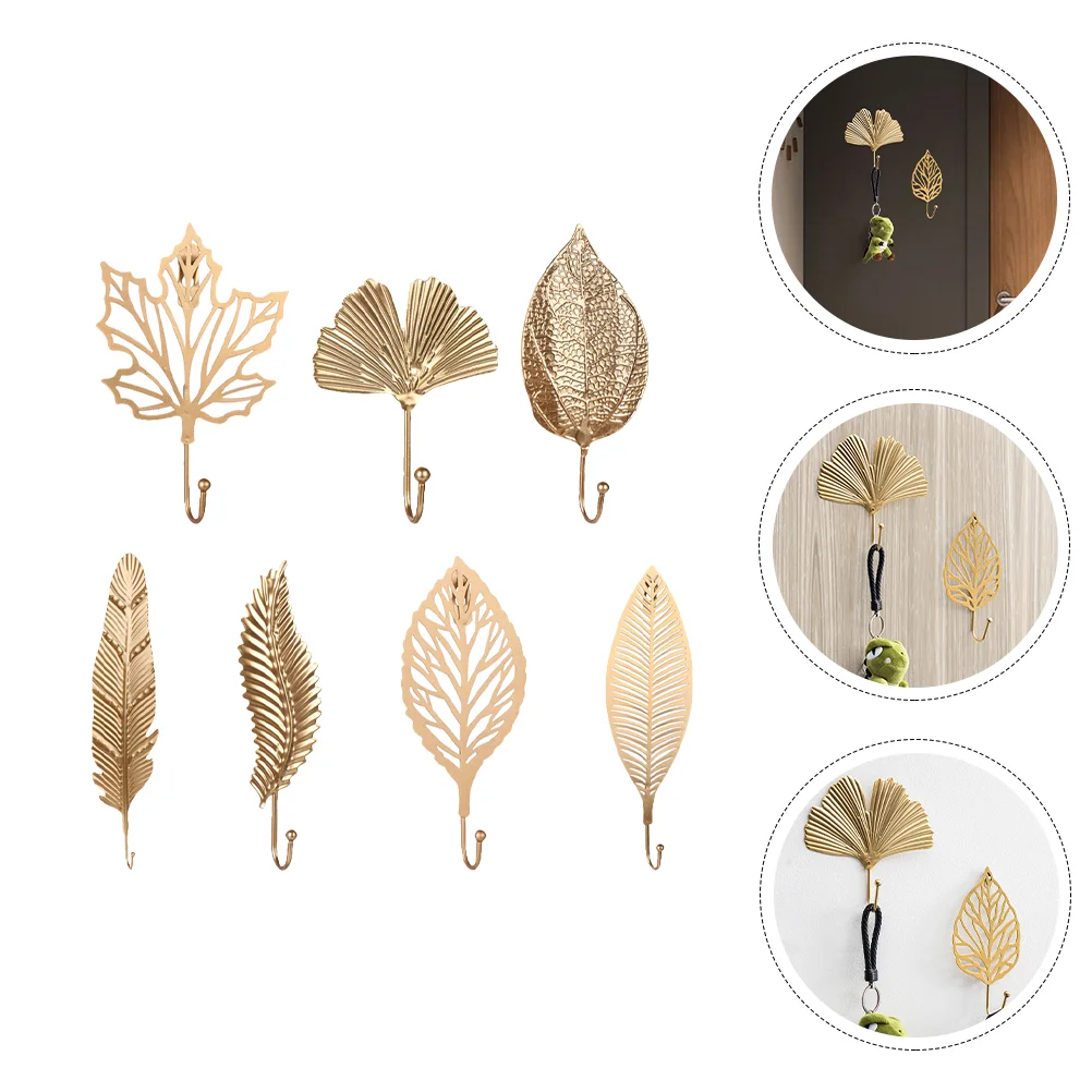 

7 Pcs Coat Hook Leaf Clothing Organizer Wrought Iron Multi-function Wall Hanger Household Hat