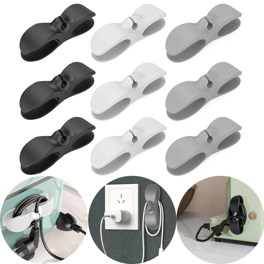 Electrical Appliances Wire Clamps Self-adhesive Rubber Charging Cable Holder Practical USB Wire Tidy Clip for Household 4/9PCS cable clamp