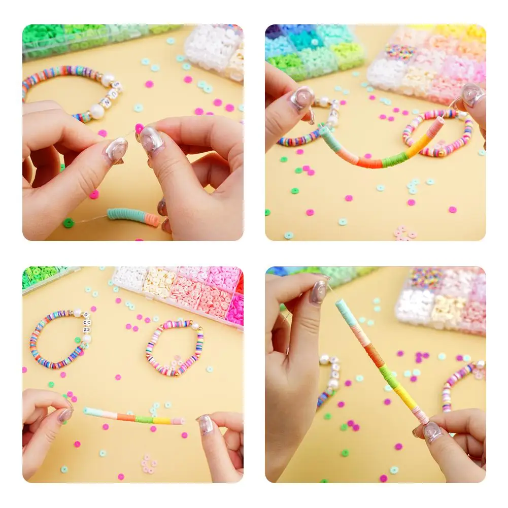 

DIY Bracelets 4800 Clay Beads Jewelry Making Bracelet Polymer Bead Sheet Clay Sheet Ceramic Bead Soft Circular Kits N4V8