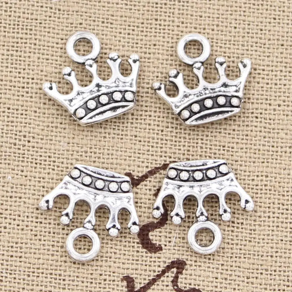 30 stücke Charme Krone 13x14mm Antike Bronze Silber Farbe Überzogen Anhänger, Die DIY Handgemachten Tibetischen Bronze Silber farbe Schmuck