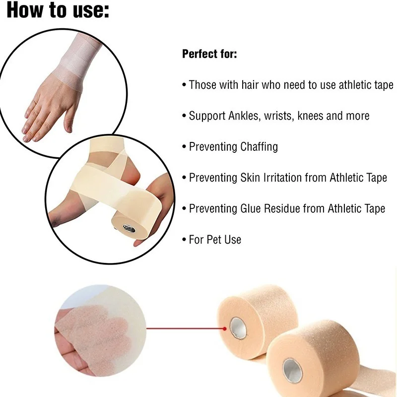 Foam Cotton Skin Film Self-adhesive Elastic Bandage Elbow Knee Skin Mask Film Foam Underwrap Sports Pre-Wrap for Athletic Tape sports tape,kinesiology tape,self stick bandage