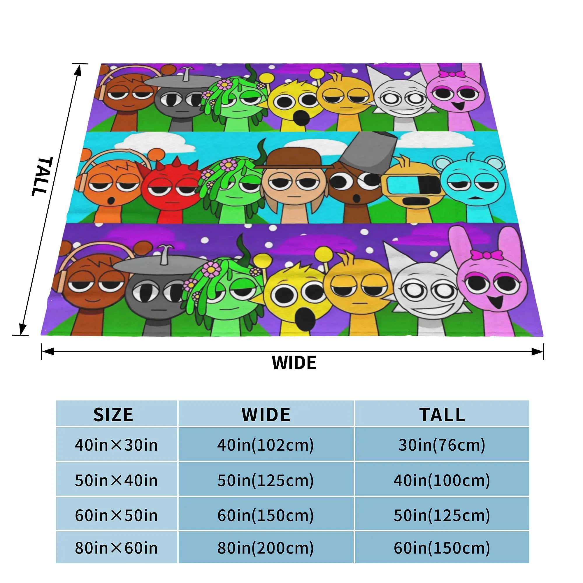 Sprunki Incredibox Wenda Oren Funbot Blankets Beats Game Flannel Throw Blankets - Picture 17 of 21
