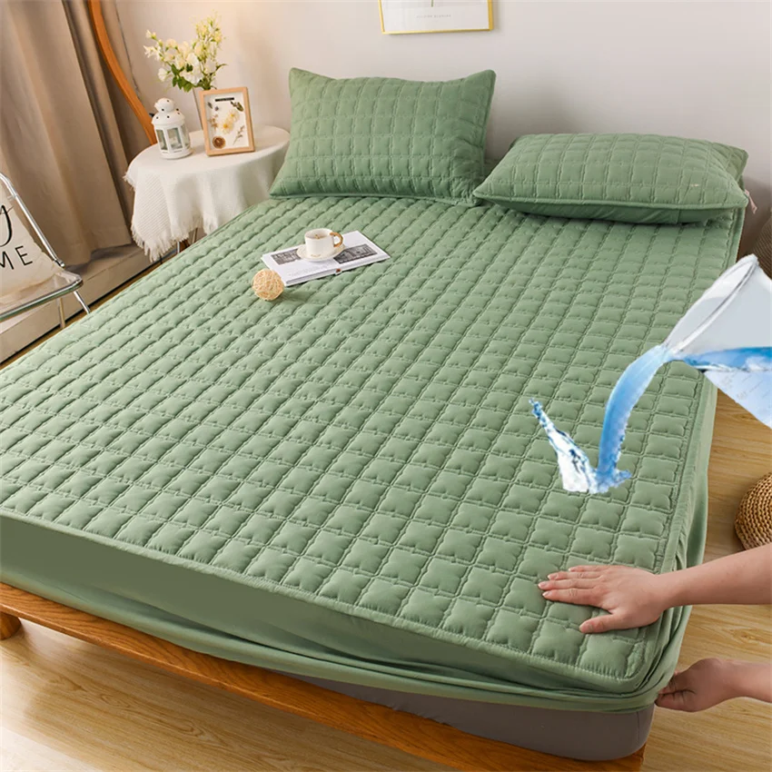 Protector para colchón tamaño matrimonial con acolchado impermeable,  protector de colchón suave para cama tamaño matrimonial, funda de colchón
