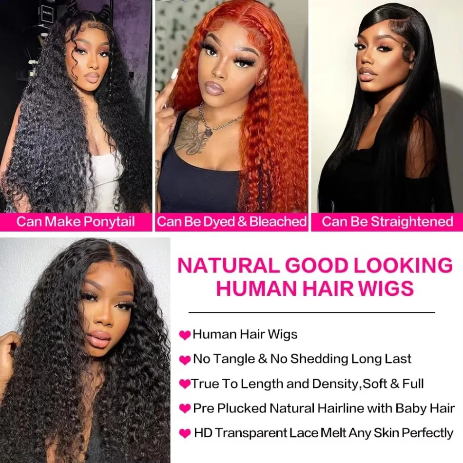 36 Inch Deep Wave Lace Front Wig 13x4 13x6 250% Density 5x5 Hd Lace Frontal Wig Brazilian Human Hair For Black Women Pre plucked 5