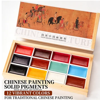 Set pittura fatta a mano in 12 colori Colori acquerello professionali Disegni a unita Ideali per schizzi e KINO