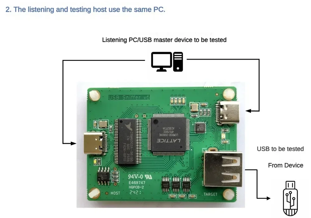 Open Source Portable USB Sniffer USB2.0 USB1.1 Wireshark Bus Protocol Analyzer usb sniffer