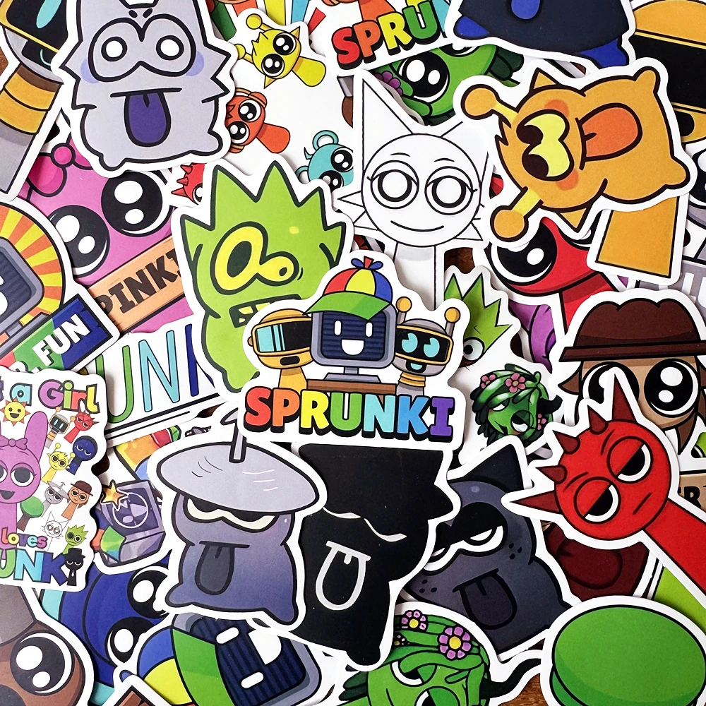 10/50Pcs Incredibox Sprunki 소년 또는 소녀 스티커 성별 공개 파티 장식을위한 임신 선물 베이비 샤워 낙서 장..