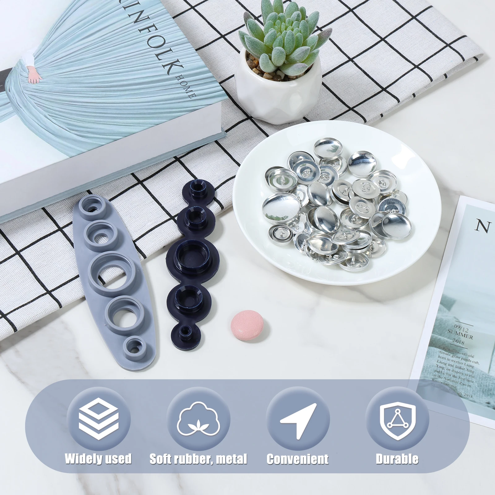 100 Sets Cover Buttons Kit With Tools Size Buttons To Cover Self Cover Buttons DIY Fabric Cloth Cover Buttons 3
