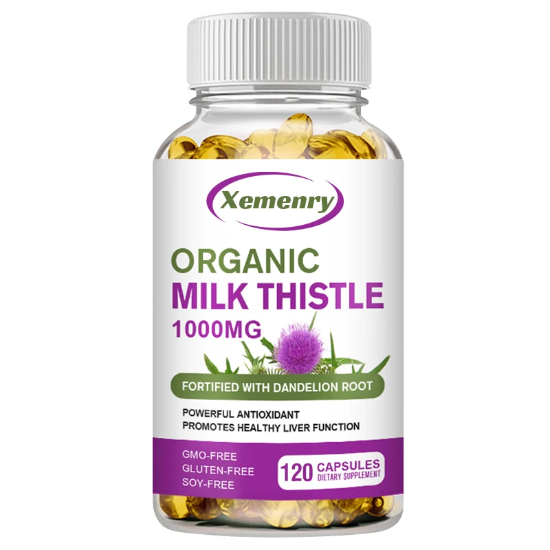 Milk Thistle Capsules 1000 Mg Silymarin & Dandelion Root for Liver Health Cardiovascular Protection Antioxidant Detox Support liver detox supplement