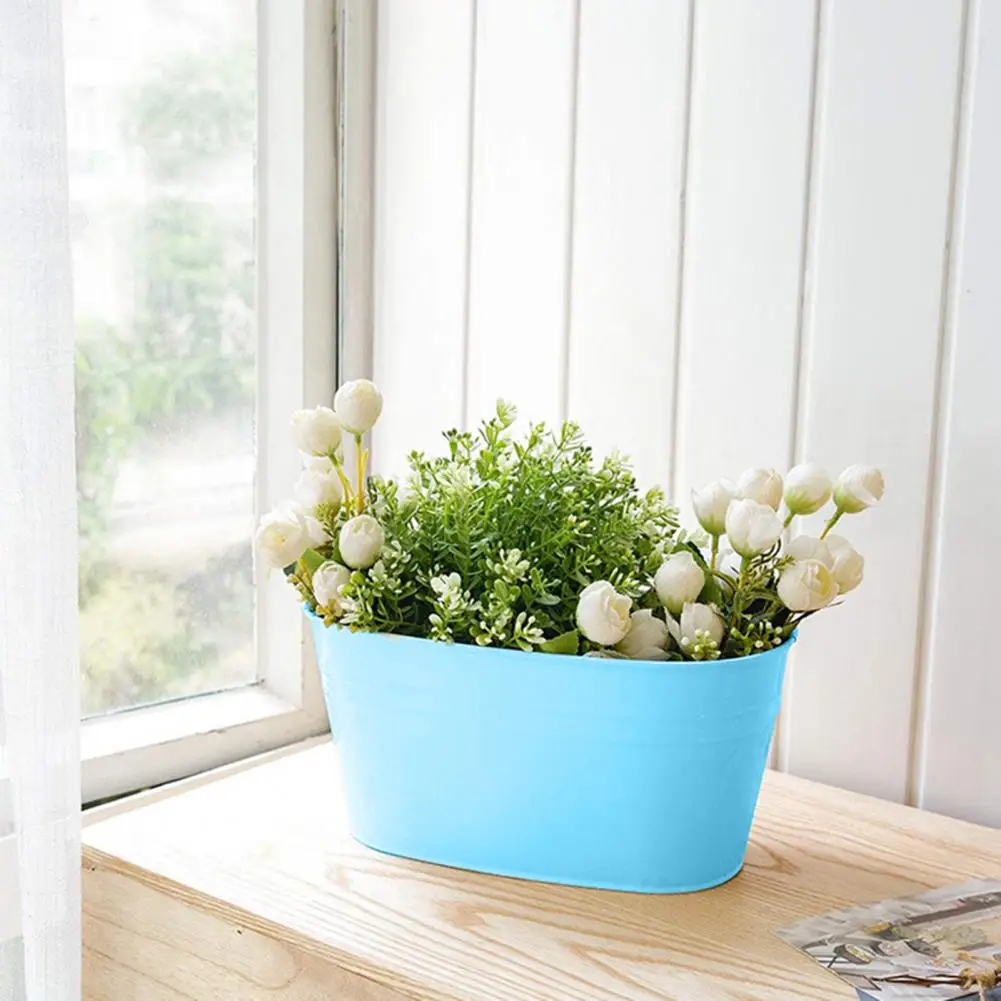 Useful Metal Bucket Indoor Balcony Planter with Dual Hook Eco-friendly Plant Pot Anti-deformed Household Supplies - Image 2