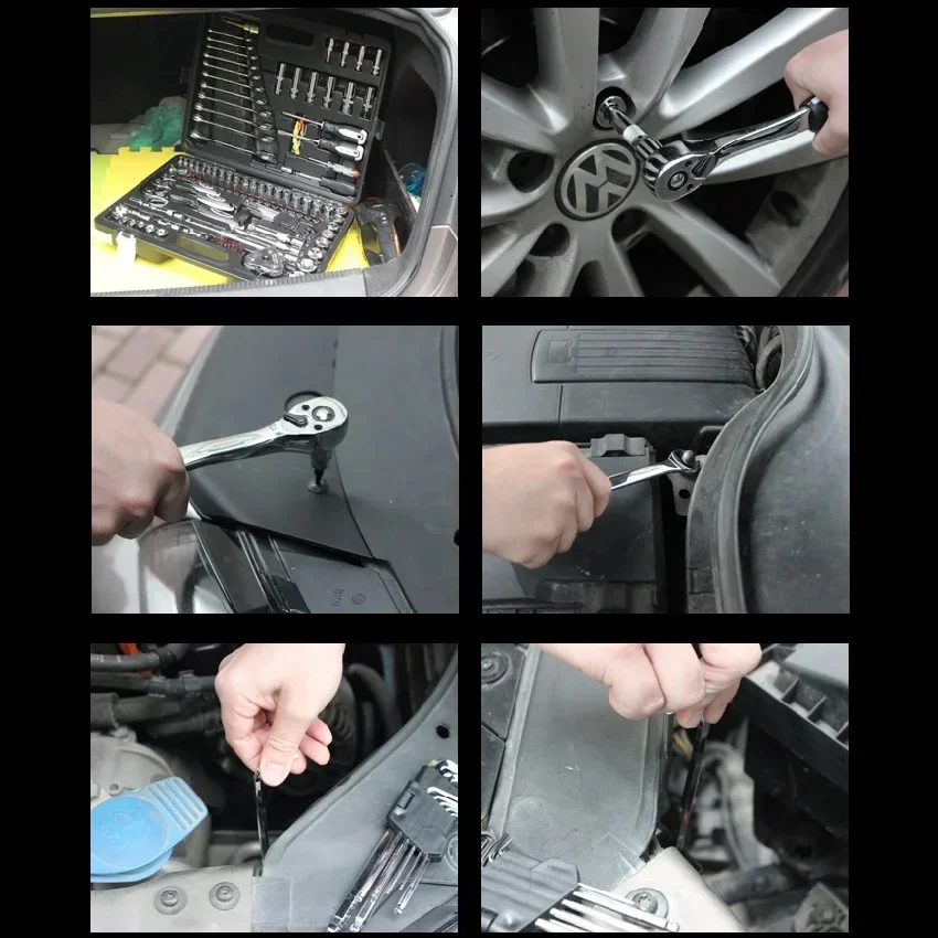 82pcs Car Repair Combination Suit Wrench Set Batch Head Ratchet Pawl Socket Spanner Screwdriver Auto Disassembly Tool Set