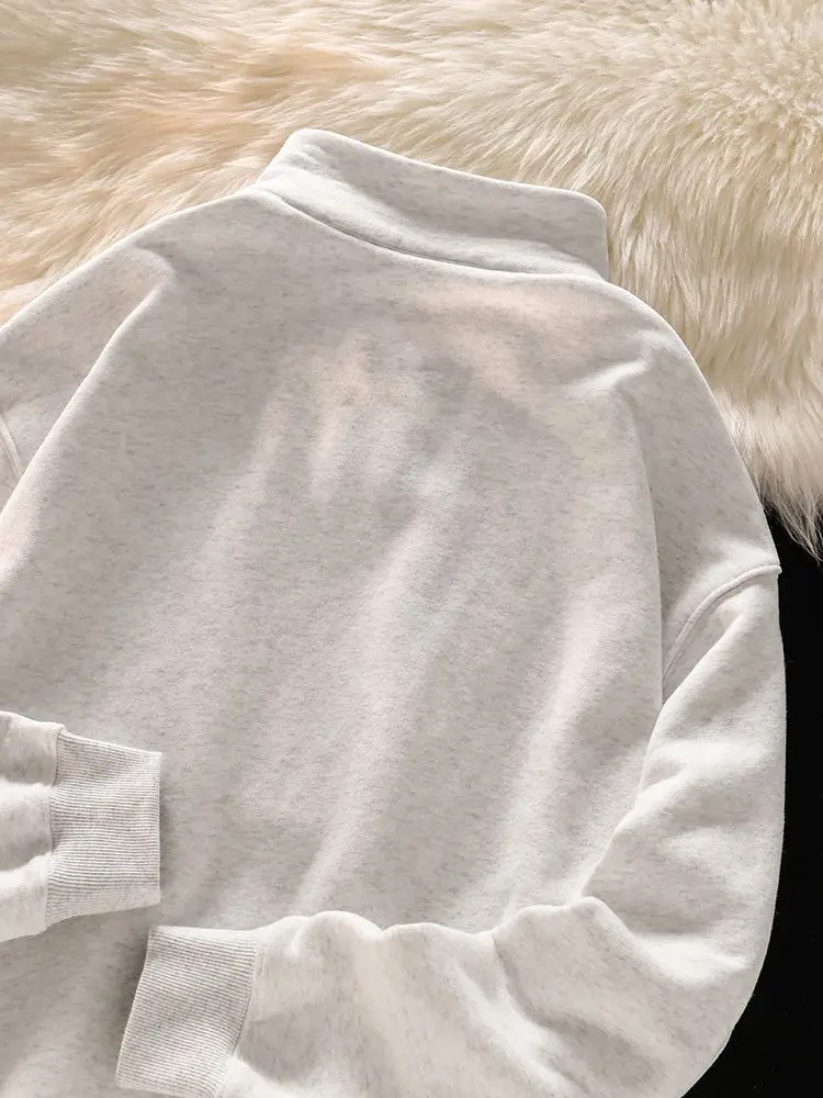 Polo Shirt Zipper Pullovers Cartoon Cat Sweatshirt Women Long Sleeve Streetwear Autumn Japanese Fashion Top