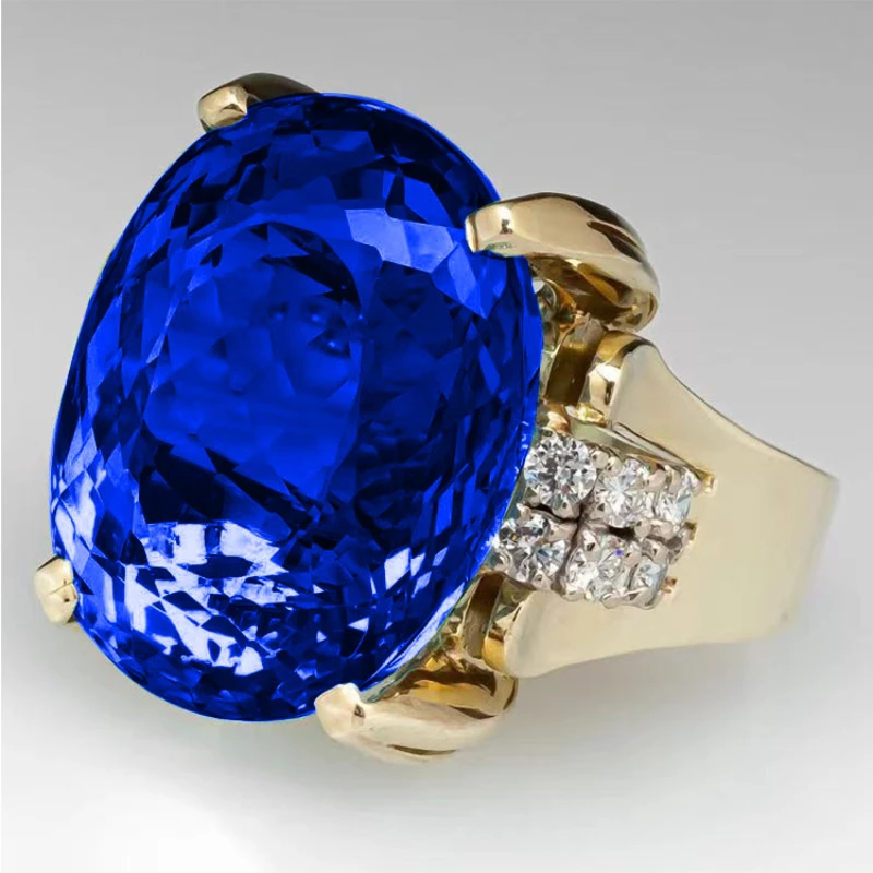 Fashion Ladies Large Oval Crystal Wedding Engagement Ring Inlaid Dove Egg Zircon Party Fashion Jewelry High Quality Jewelry