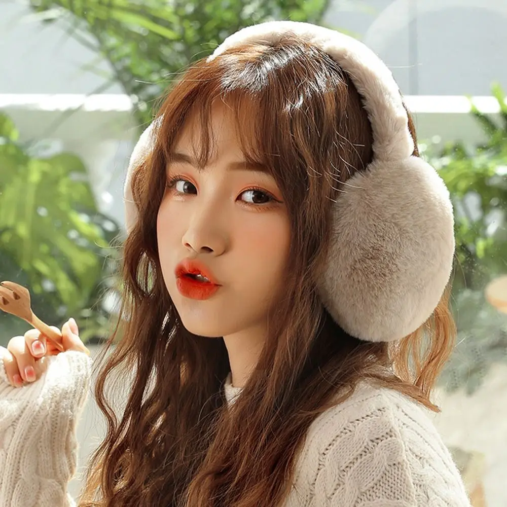 인조 모피 플러시 겨울 따뜻한 귀마개, 접이식 귀마개, 여성 패션, 방한 귀마개