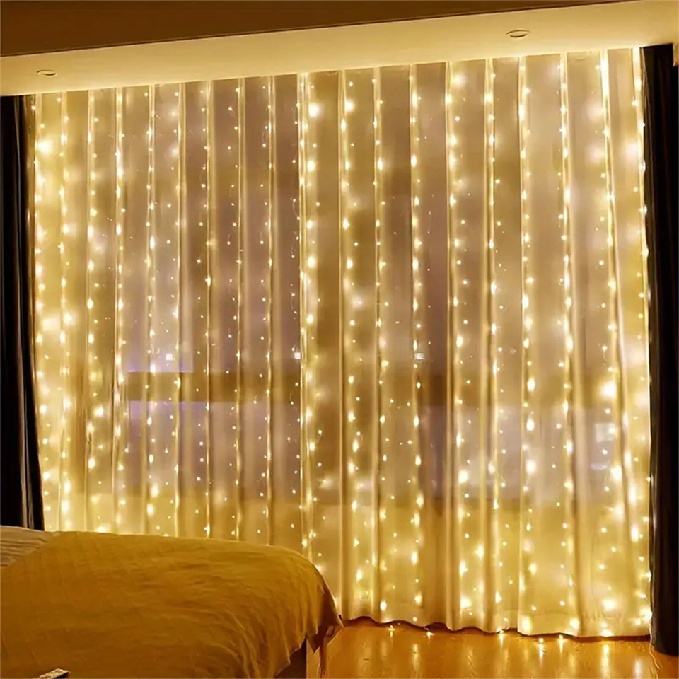 3/6M LED Curtain String Lights Fairy Decoration USB Holiday Garland Lamp 8 Mode For Home Garden Christmas Party New Year Wedding