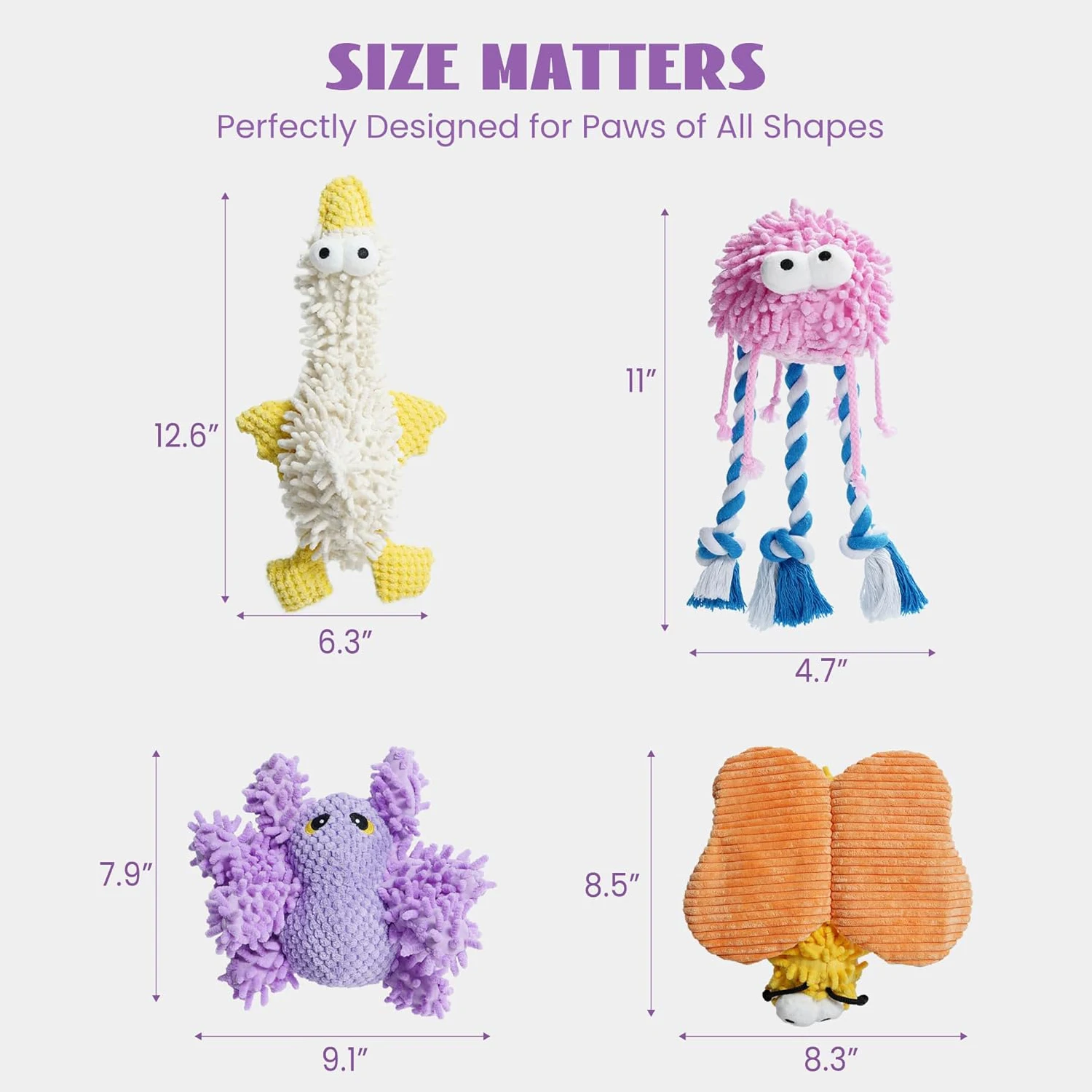 1pc Plush Squeaky Dog Toys, Cute Durable Stuffed Crinkle Puppy Pet Chew Toys for Large Medium Small Dogs 2