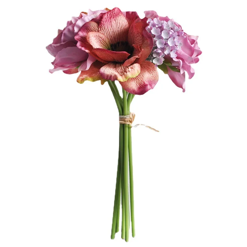 Nordic Fragrant Mountain Peony Bouquet Simulation Flower Fresh Hand Holding Fake Flowers Simple Wedding Bride Hand Tie Anemone
